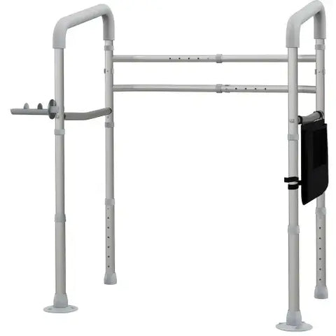 HOMCOM Adjustable Toilet Safety Frame with Additional Rubber Tips Storage