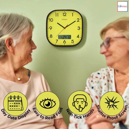 High Contrast Day and Date Wall Clock