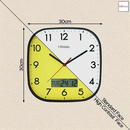 High Contrast Day and Date Wall Clock