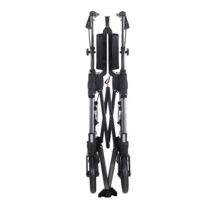 Folding mechanism of the Heavy Duty EZ Fold and Go Rollator from Stander, designed for easy storage and transport.