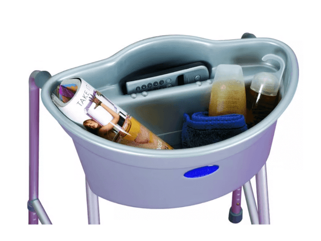 Buckingham Walker Caddy with compartments for transport of items like glasses, keys, and medication.
