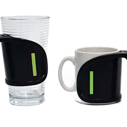 Duo Clip On Mug Handle shown with two mugs, enhancing grip and stability for comfortable drinking.