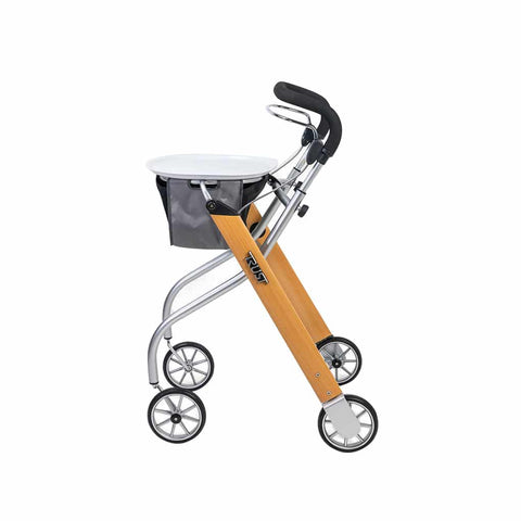 Let's Go Indoor rollator in beech, silver, and black, designed for easy maneuverability and comfort at home.