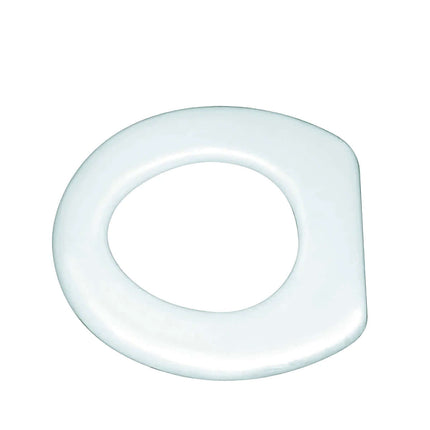 Comfortable padded toilet seat with washable vinyl cover for easy cleaning and secure fit.