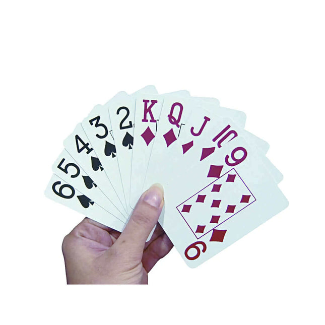 Lovision Playing Cards showing extra-large characters for easy viewing, ideal for those with low vision.