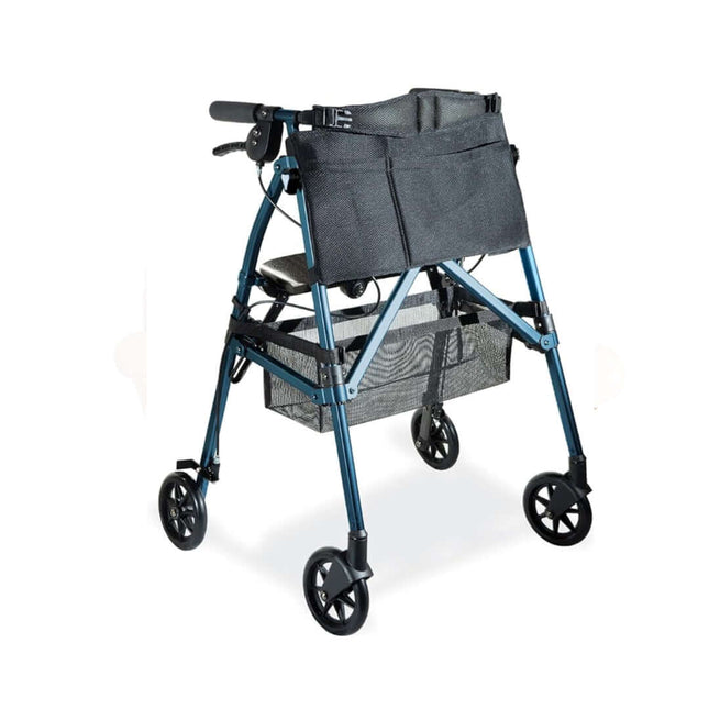 EZ Fold N Go Rollator, compact folding mobility aid with adjustable handles and seat, ideal for easy storage and transport in small spaces.