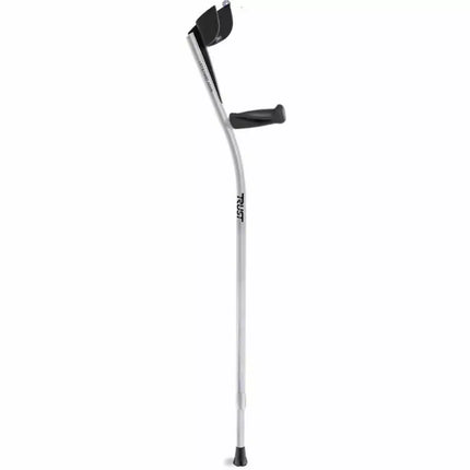 Lets Twist Again Silver/Black crutch with ergonomic design and adjustable height for individual comfort.