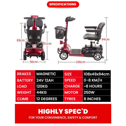 Pavement Legal Electric Mobility Scooter With Removable Battery