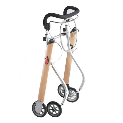 Lets Go Indoor Rollator in beech, silver, and black; a stylish walking aid for home and care use.