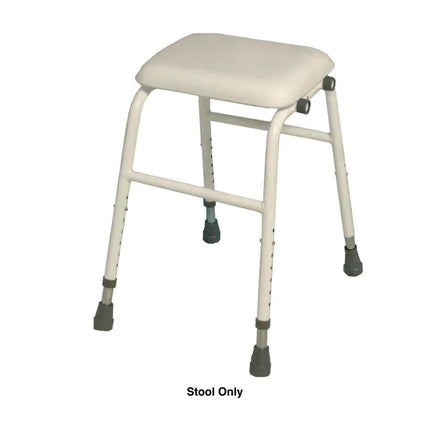 4 in 1 perching stool design showing seat only, featuring a padded top and sturdy powder-coated steel frame.