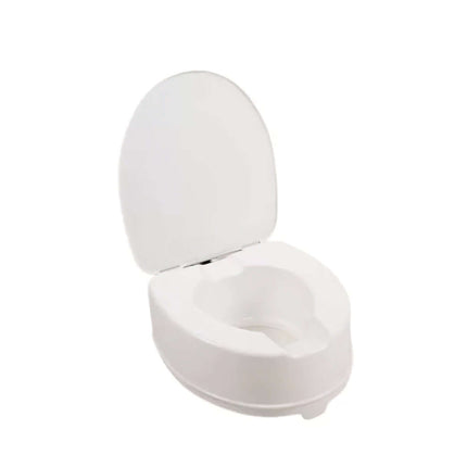Atlantis raised toilet seat with lid, lightweight, easy to install, and ideal for added bathroom comfort.