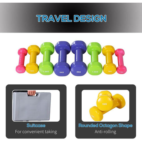 10kg Colourful Dumbbell Weights Set
