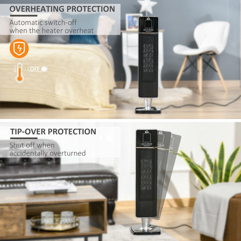 Ceramic Tower Heater Oscillating Space Heater w/ Remote Control 8hrs Timer - Premium  from HOMCOM - Just £49.95! Shop now at Senior Living Aids