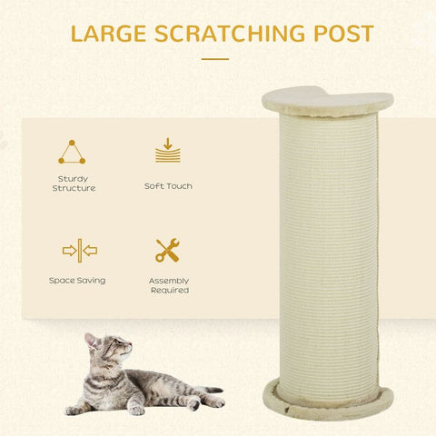 85cm Tall Cat Scratching Post with Sisal Rope, Soft Plush, Anti Tip - Beige - Premium  from PawHut - Just £45.95! Shop now at Senior Living Aids