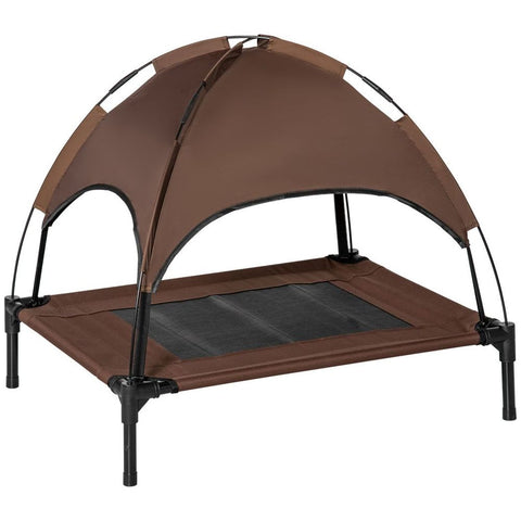 PawHut 76cm Elevated Dog Bed Cooling Raised Pet Cot UV Protection Canopy Coffee - Premium  from PawHut - Just £32.95! Shop now at Senior Living Aids