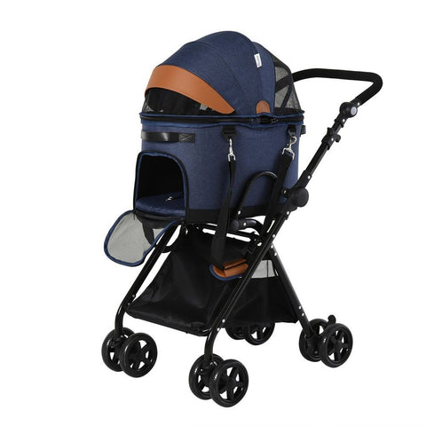 Luxury Folding Pet Stroller Removable Carrier Adjustable Canopy Bag Brake - Premium  from PawHut - Just £78.95! Shop now at Senior Living Aids