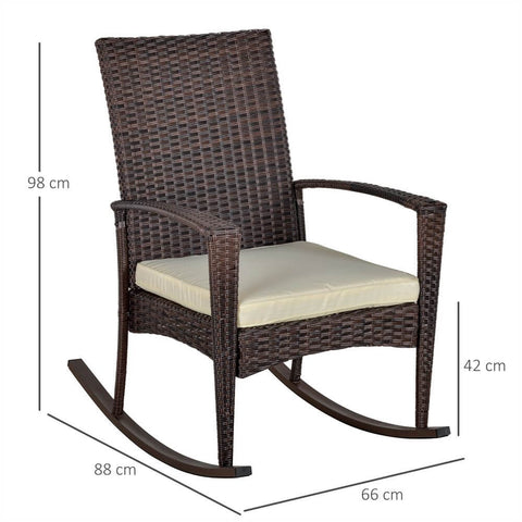 Modern Rattan Rocking Chair with Cushion - Premium  from Outsunny - Just £125.95! Shop now at Senior Living Aids