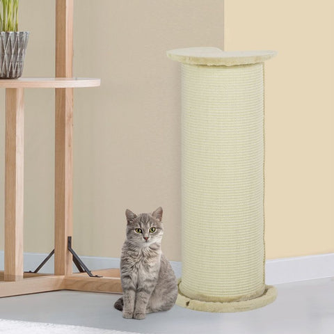 85cm Tall Cat Scratching Post with Sisal Rope, Soft Plush, Anti Tip - Beige - Premium  from PawHut - Just £45.95! Shop now at Senior Living Aids