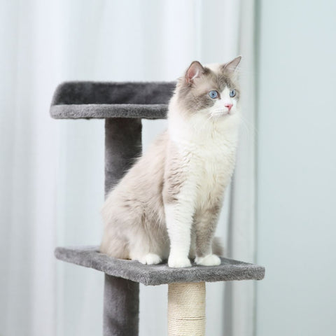 All-in-one center: Multi-use cat activity centre with 1 Round Top and 4 perches in spiral shape for three cats to play, exercise and rest.Stable & durable: Solid particle construction and durable material of this cat tree tower built to withstand long-ter