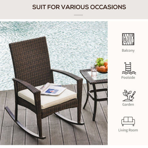 Modern Rattan Rocking Chair with Cushion - Premium  from Outsunny - Just £125.95! Shop now at Senior Living Aids