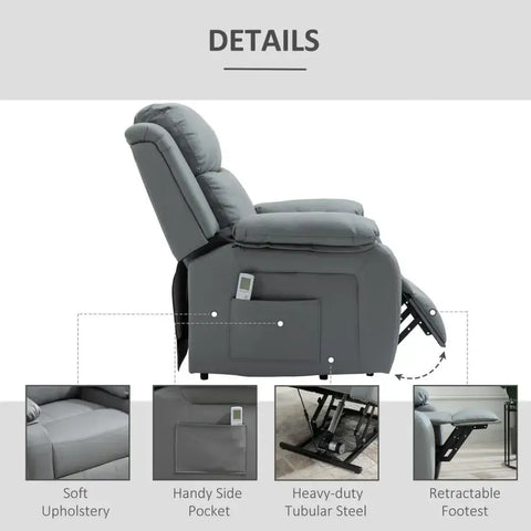 Electric Power Lift Recliner Chair in a stylish grey colour. - Premium  from HOMCOM - Just £461.95! Shop now at Senior Living Aids