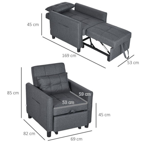 Pull Out Chair Bed - Premium  from HOMCOM - Just £269.95! Shop now at Senior Living Aids