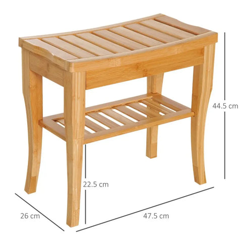 2-Tier Slatted Shower Bench Storage Seat Stool with a Shelf. - Premium  from Unbranded - Just £41.95! Shop now at Senior Living Aids