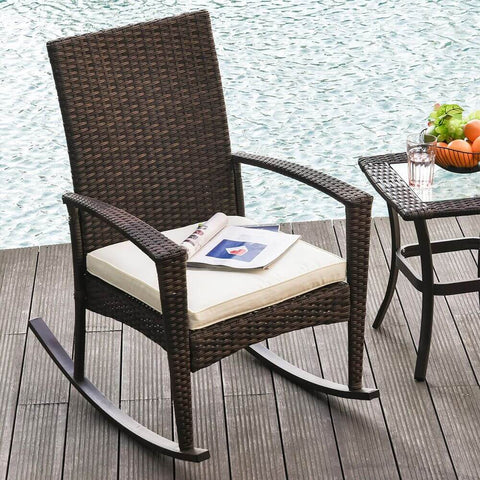 Modern Rattan Rocking Chair with Cushion - Premium  from Outsunny - Just £125.95! Shop now at Senior Living Aids