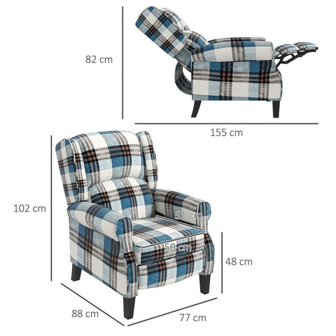 Recliner Chair with Padded Armrest in Blue. - Premium  from HOMCOM - Just £260.95! Shop now at Senior Living Aids