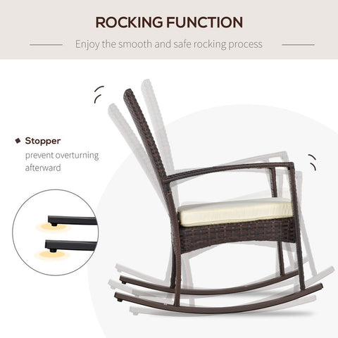Modern Rattan Rocking Chair with Cushion - Premium  from Outsunny - Just £125.95! Shop now at Senior Living Aids