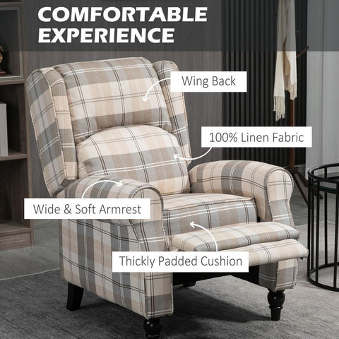 Wingback Chair with Padded Armrest in Khaki. - Premium  from HOMCOM - Just £243.95! Shop now at Senior Living Aids