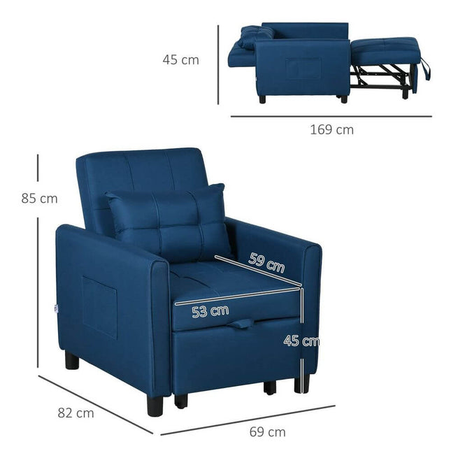 Sleeper Chair with Pillow - Premium  from HOMCOM - Just £230.95! Shop now at Senior Living Aids
